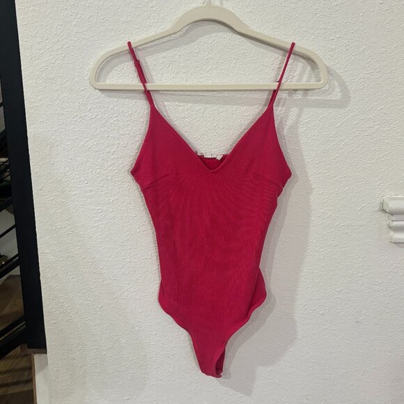 Socialite Pink V Neck Tank Top Bodysuit - Picture 1 of 4